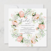 Waterverf Peonies Floral Wreator Vrijgezellenfeest Kaart (Voorkant)