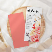 Waterverf Peonies Magnolia Florals Scriptbruiloft Menu