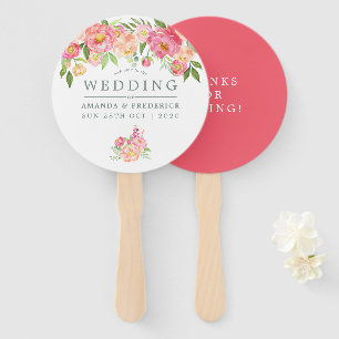 Waterverf Peonies Weddenschap Handwaaier