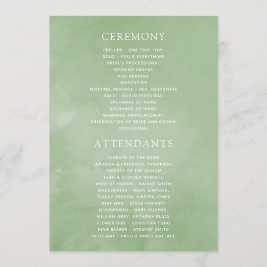 Waterverf Peonies Wedding Programma (Achterkant)