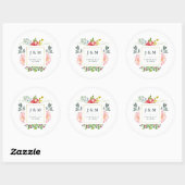 Waterverf Peonies Wedding Ronde Sticker (Vel)
