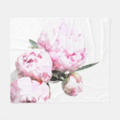Waterverf Peony Blanket Fleece Deken (Voorkant (Horizontaal))