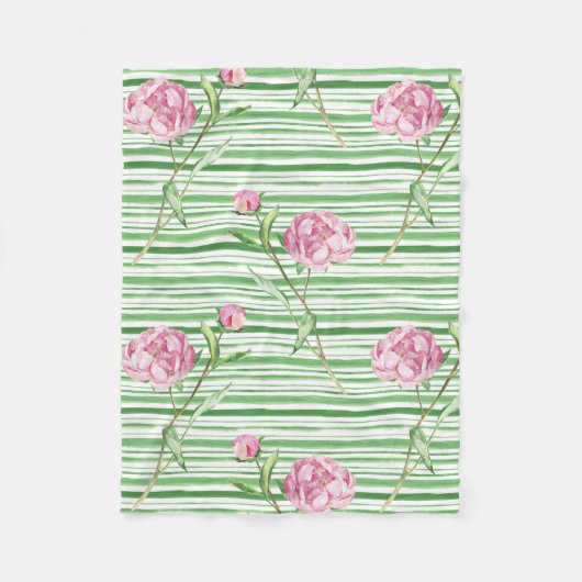 waterverf peony fleece deken (Voorkant)