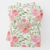 Waterverf Peony Floral Pattern Inpakpapier Vel (In situ)