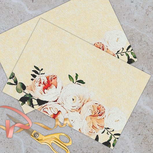 Waterverf Peony Flowers en Eucalyptus Bouquet Tissuepapier