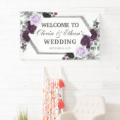 Waterverf Peony Paars Gray Silver Fall Wedding Spandoek (Insitu)