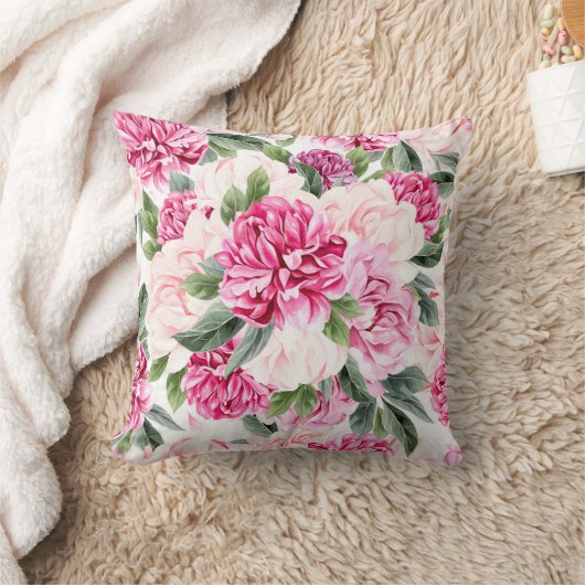 Waterverf Peony Pattern 2 Kussen (Deken)