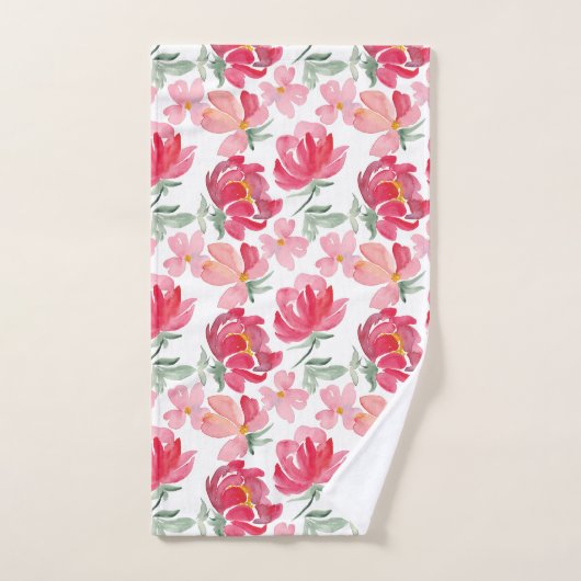 Waterverf Peony Pattern Bad Handdoek (Handdoek)