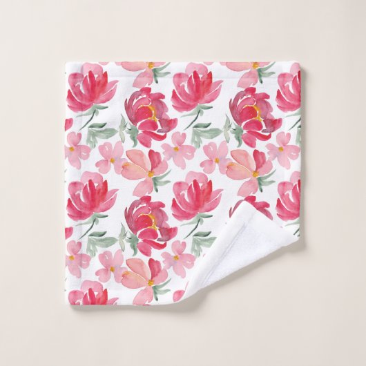 Waterverf Peony Pattern Bad Handdoek (Wasdoekje)