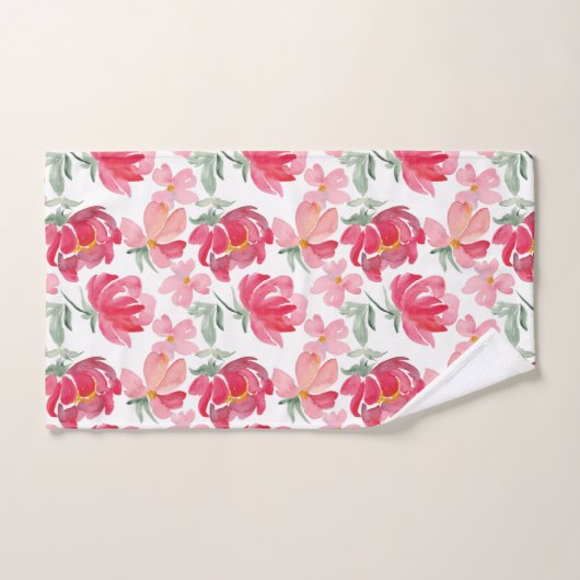 Waterverf Peony Pattern Bad Handdoek (Handdoek)