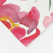 Waterverf Peony Pattern Fleece Deken (Hoek)