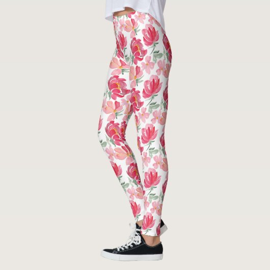 Waterverf Peony Pattern Leggings (Links)