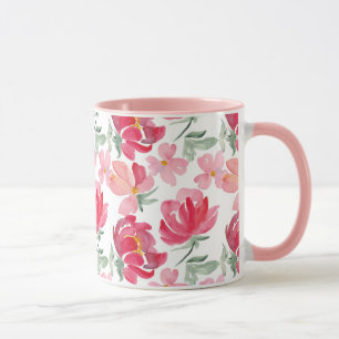 Waterverf Peony Pattern Mok