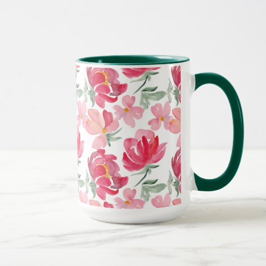 Waterverf Peony Pattern Mok (Rechts)