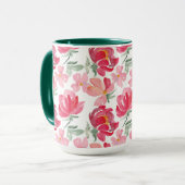 Waterverf Peony Pattern Mok (Voorkant links)