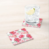 Waterverf Peony Pattern Vierkante Kartonnen Onderzetter (Insitu)
