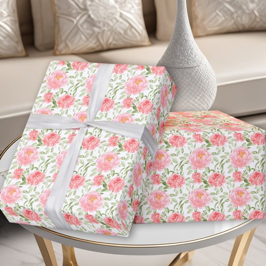 Waterverf Peony Pattern Wrapping Paper Cadeaupapier