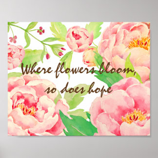 Waterverf Peony Typografie Poster