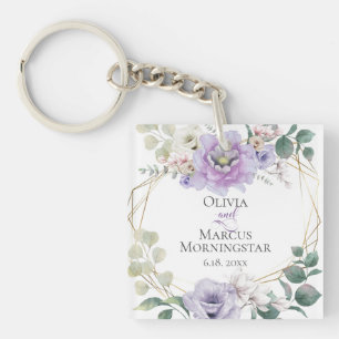 Waterverf Peony van Weddenschap Gift Lavender Sleutelhanger