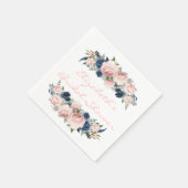 Waterverf Peony Wedding, blush Pink Navy Servet (Hoek)