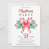 Waterverf Peppermint Candy Cane Kerstfeest Kaart (Voorkant)