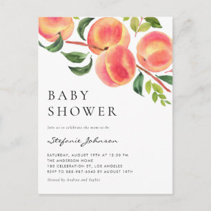 Waterverf Peraches Summer Baby shower Uitnodiging Briefkaart