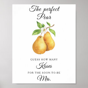 Waterverf peren bruiloftsborrel Hoeveel kusjes Poster