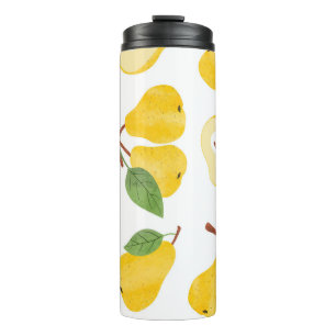 Waterverf Peren fruitpatroon Thermosbeker