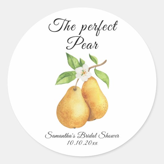 Waterverf Perfecte Peer Bloem Bruidsmeisje Shower Ronde Sticker (Voorkant)