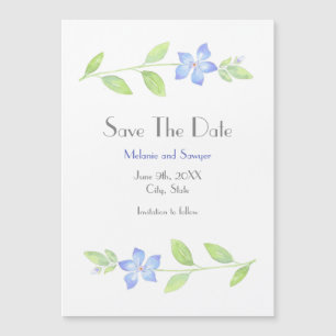Waterverf Periwinkle Vloer sparen de Datum Magnetische Uitnodiging