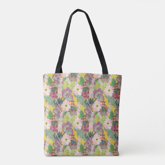 Waterverf Peruaanse vrouw en Llama Pattern Draagtas (Achterkant)