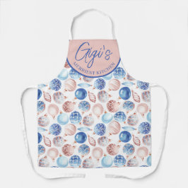 Waterverf Perzik Blauw Baubles Gigi Cadeau Kerst Schort