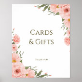 Waterverf Perzik Bloemen  Poster (Voorkant)