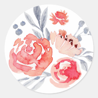 Waterverf Perzik Bloemen Sticker