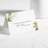 Waterverf Perzik bruiloft Bloemen Place Card Kaart