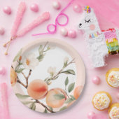 Waterverf perzik elegant verjaardagsfeestje papieren bordje (Feest)