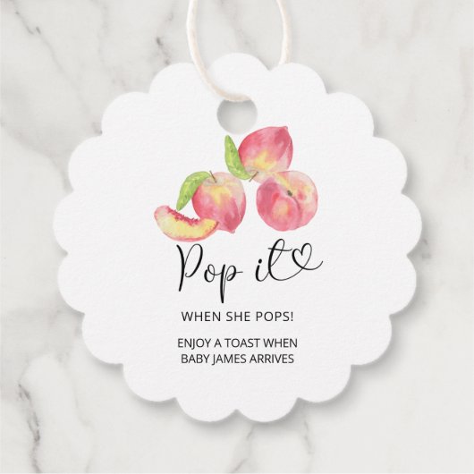 Waterverf perzik Pop als ze baby shower pop Bedankjes Labels (Achterkant)