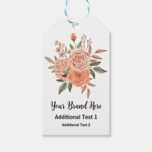 Waterverf Perzik Roos Bloem Arrangement Prijs Labe Cadeaulabel