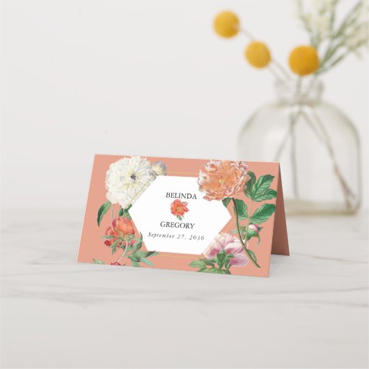 Waterverf Perzik Roze Pioenrozen Bloemen Bruiloft (Achterkant)