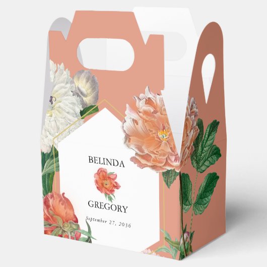 Waterverf Perzik Roze Pioenrozen Bloemen Bruiloft Bedankdoosjes (Geopend)