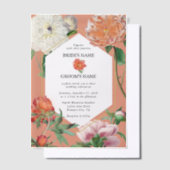 Waterverf Perzik Roze Pioenrozen Bloemen Bruiloft Vellum Uitnodigingen (Offset)