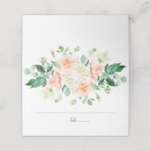 Waterverf Perzik Rozen en Greenery Place kaarten | (Buitenkant ongevouwen)
