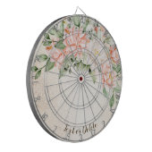 Waterverf perzik witte bloemen elegant dartbord (Voorkant Links)