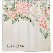 Waterverf perzik witte bloemen elegant douchegordijn (Voorkant)