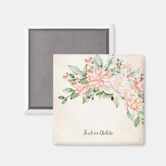 Waterverf Perzik Witte Bloemen Elegant Magneet (Voorkant / Achterkant)