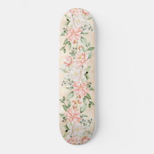 Waterverf perzik witte bloemen elegant skateboard