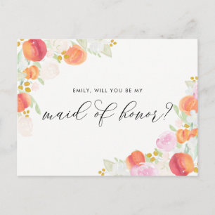 Waterverf Perziken en bloemen zijn mijn eerbetoon Uitnodiging Briefkaart