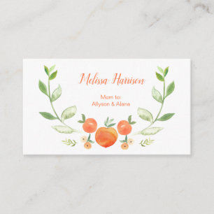 Waterverf Perziken en Greenery Mammie Calling Card Visitekaartje