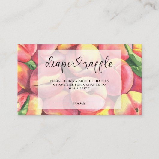 Waterverf perziken luier loterij ticket informatiekaartje (Voorkant)