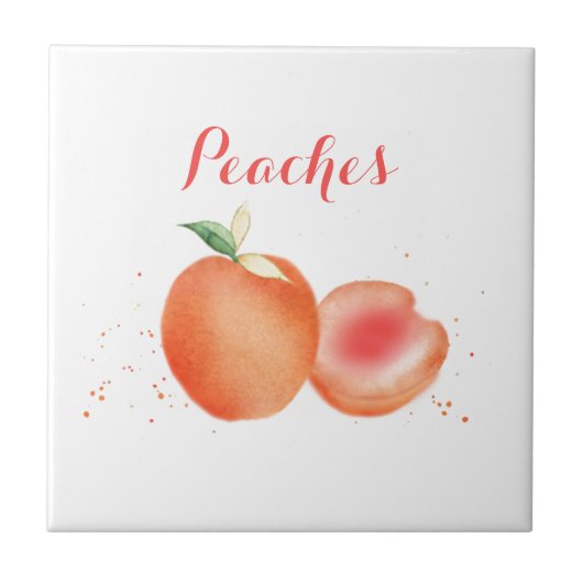 Waterverf perziken tegeltje (Voorkant)